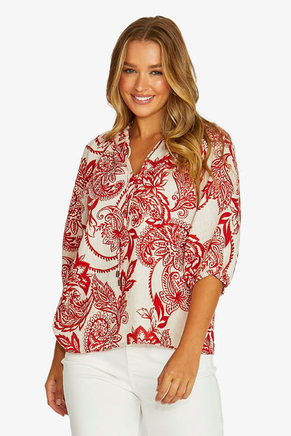 Womens Bohemia Ruffle Nk Top Multicolor 616j3064a