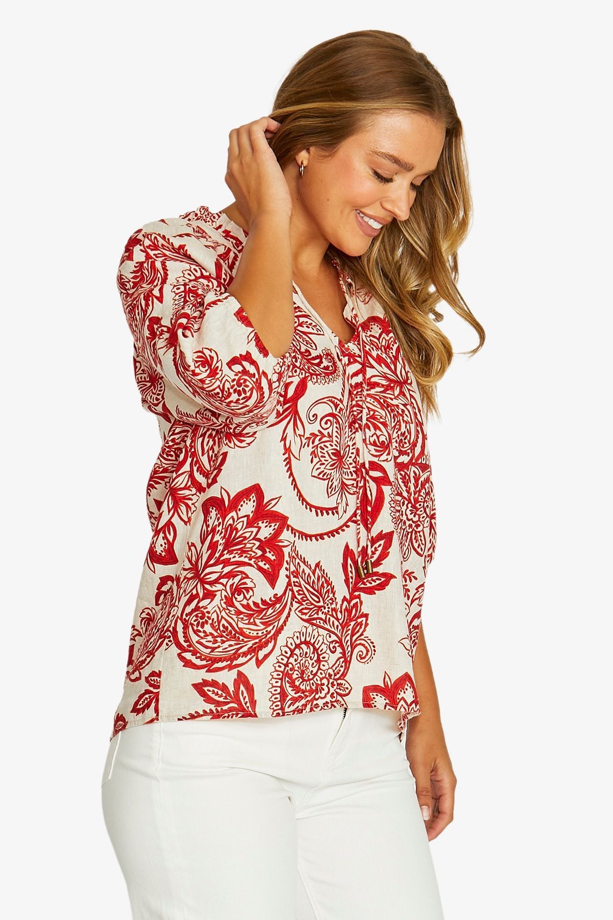 Womens Bohemia Ruffle Nk Top Multicolor 616j3064a