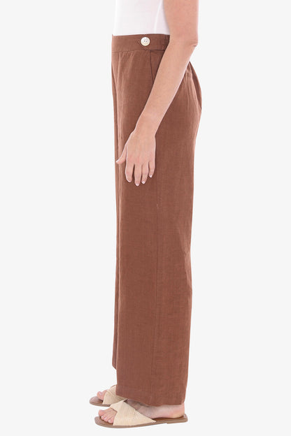 Womens Button Tab Pant Brown 596j7072a