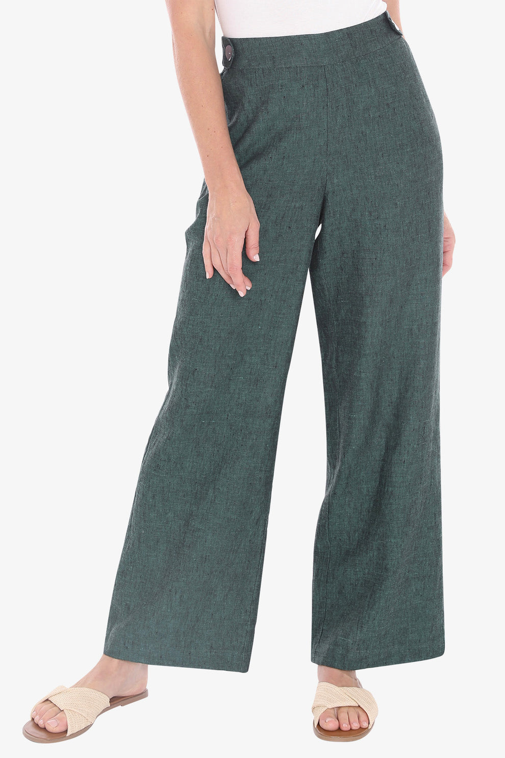 Womens button tab pant green 596j7072a