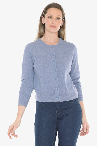 Button Through Cardi in Seaside Marle