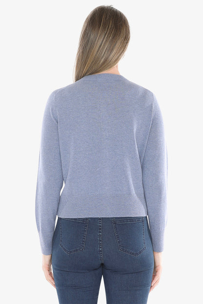 Button Through Cardi in Seaside Marle