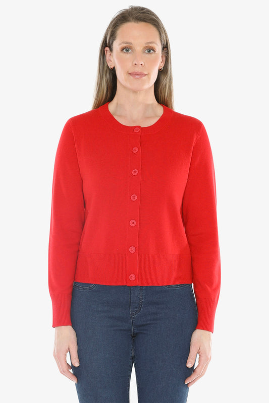 Button Through Cardi in Poppy