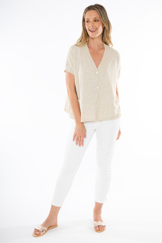 Women's Button Thru Vest in Brown