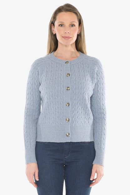 Cable Cardigan in Sky