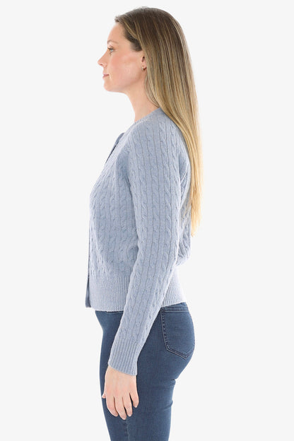Cable Cardigan in Sky