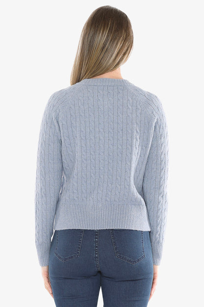 Cable Cardigan in Sky