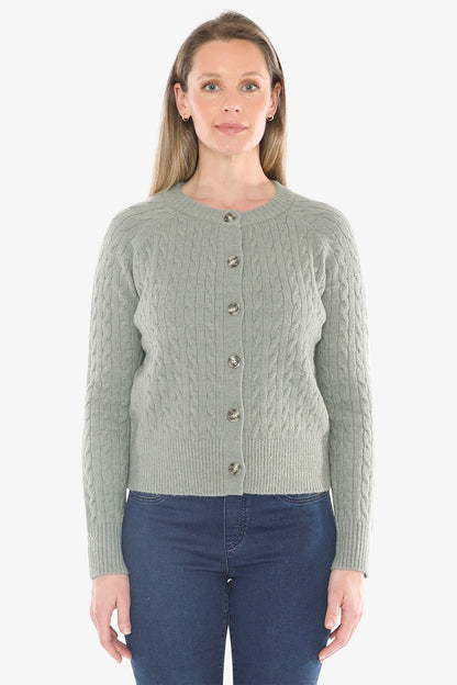 Cable Cardigan in Sage