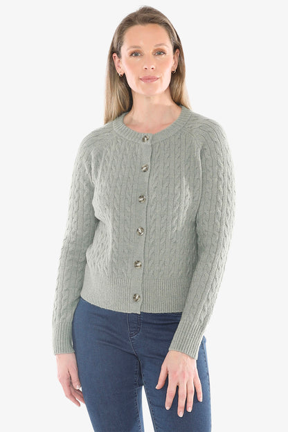 Cable Cardigan in Sage