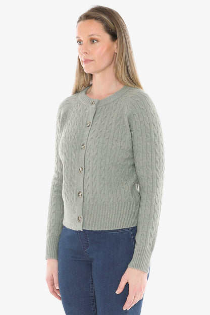 Cable Cardigan in Sage