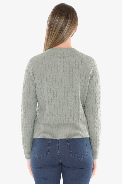 Cable Cardigan in Sage