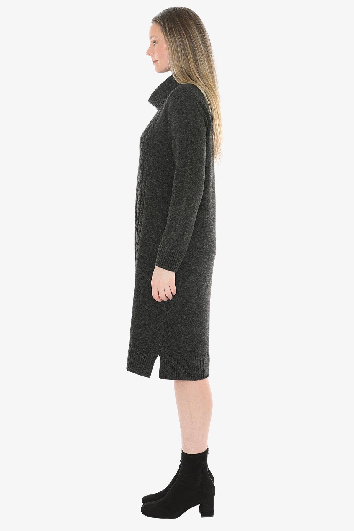 Cable Detail Dress in Charcoal