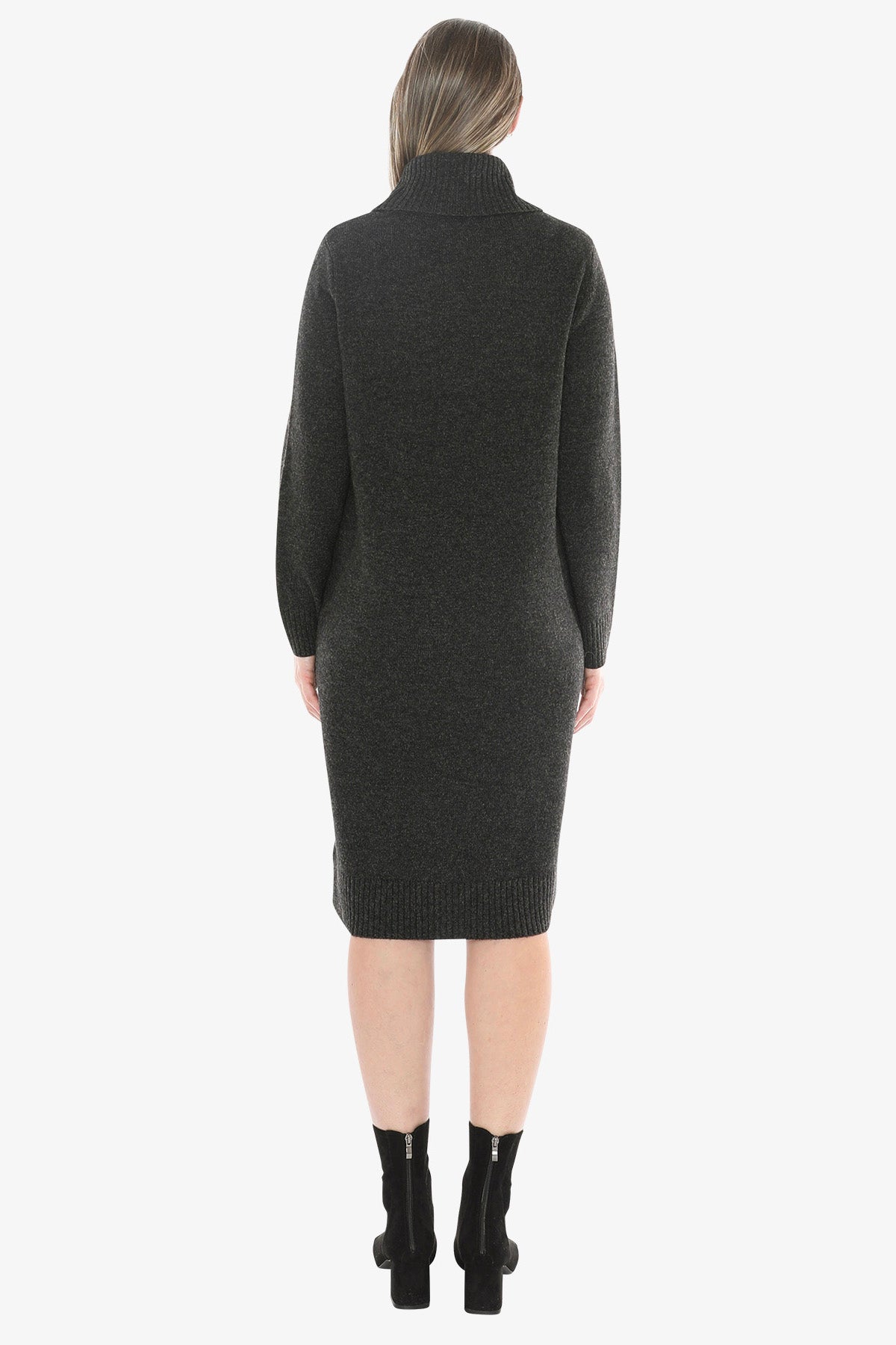 Cable Detail Dress in Charcoal