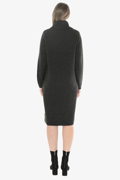 Cable Detail Dress in Charcoal