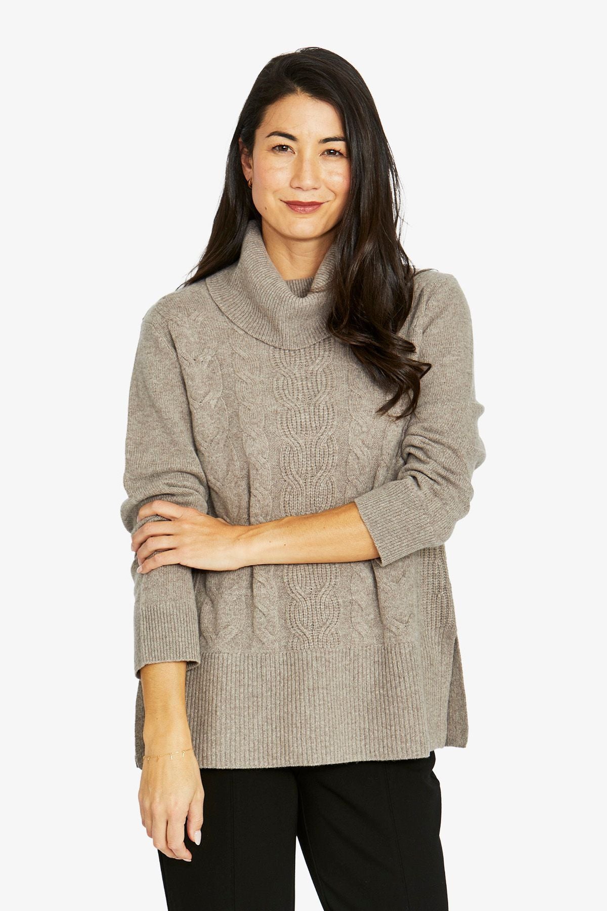 Womens Cable Front Pullover Natural 60611044a