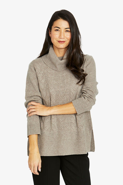 Womens Cable Front Pullover Natural 60611044a