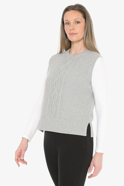 Cable Vest in Grey Marle
