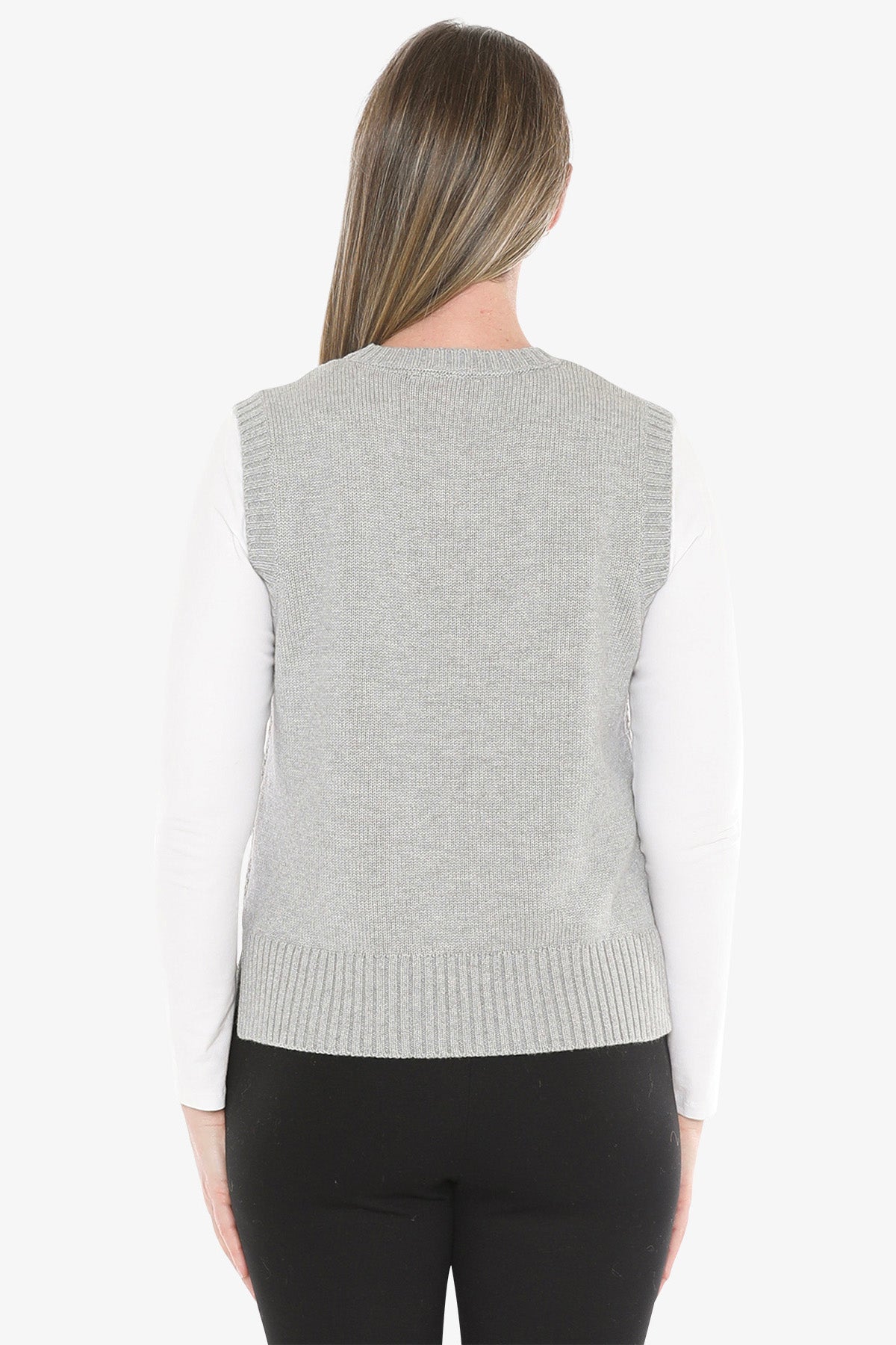 Cable Vest in Grey Marle