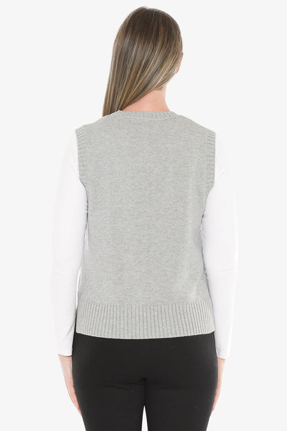 Cable Vest in Grey Marle