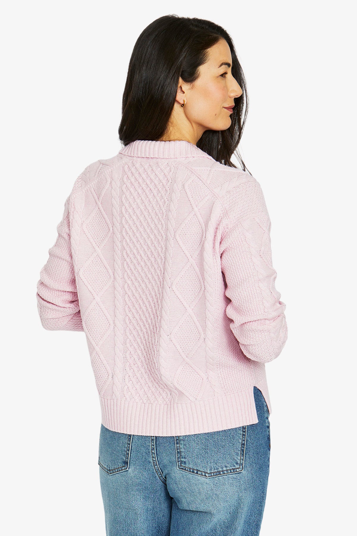 Womens Collar Pattern Pullover Pink 60611070a