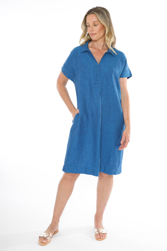 Women's Collared Dress in Blue