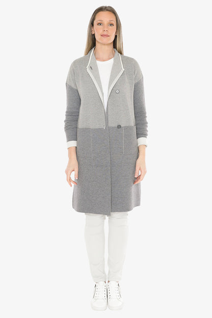 Contrast Coatigan in Grey/Cream