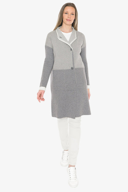 Contrast Coatigan in Grey/Cream