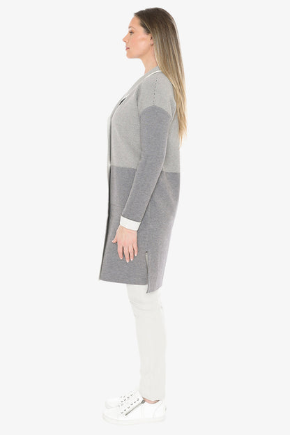 Contrast Coatigan in Grey/Cream