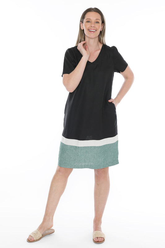 Women's Contrast Hem Dress in Black