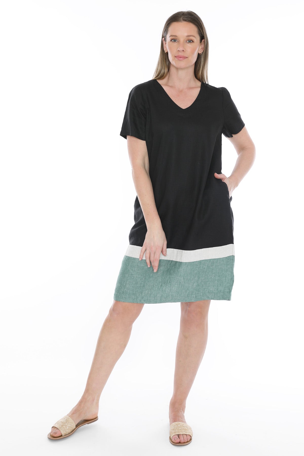 Women's Contrast Hem Dress in Black