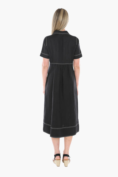 Womens Contrast Stitch Dress Black 596j5100a