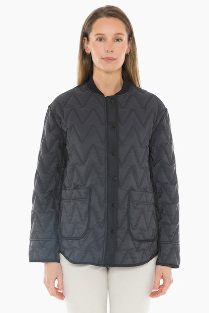 Zig Zag Quilted Puffer in Dark Navy Combo