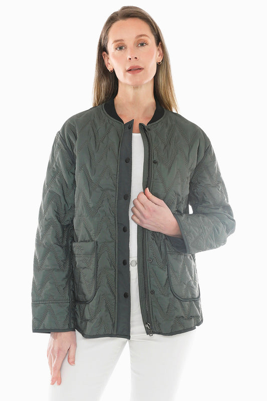 Zig Zag Quilted Puffer in Sage