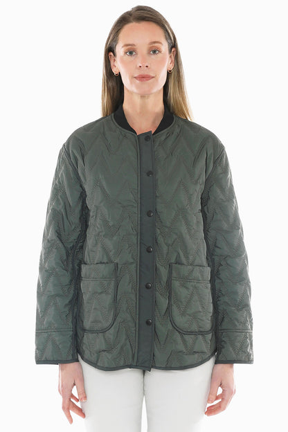 Zig Zag Quilted Puffer in Sage