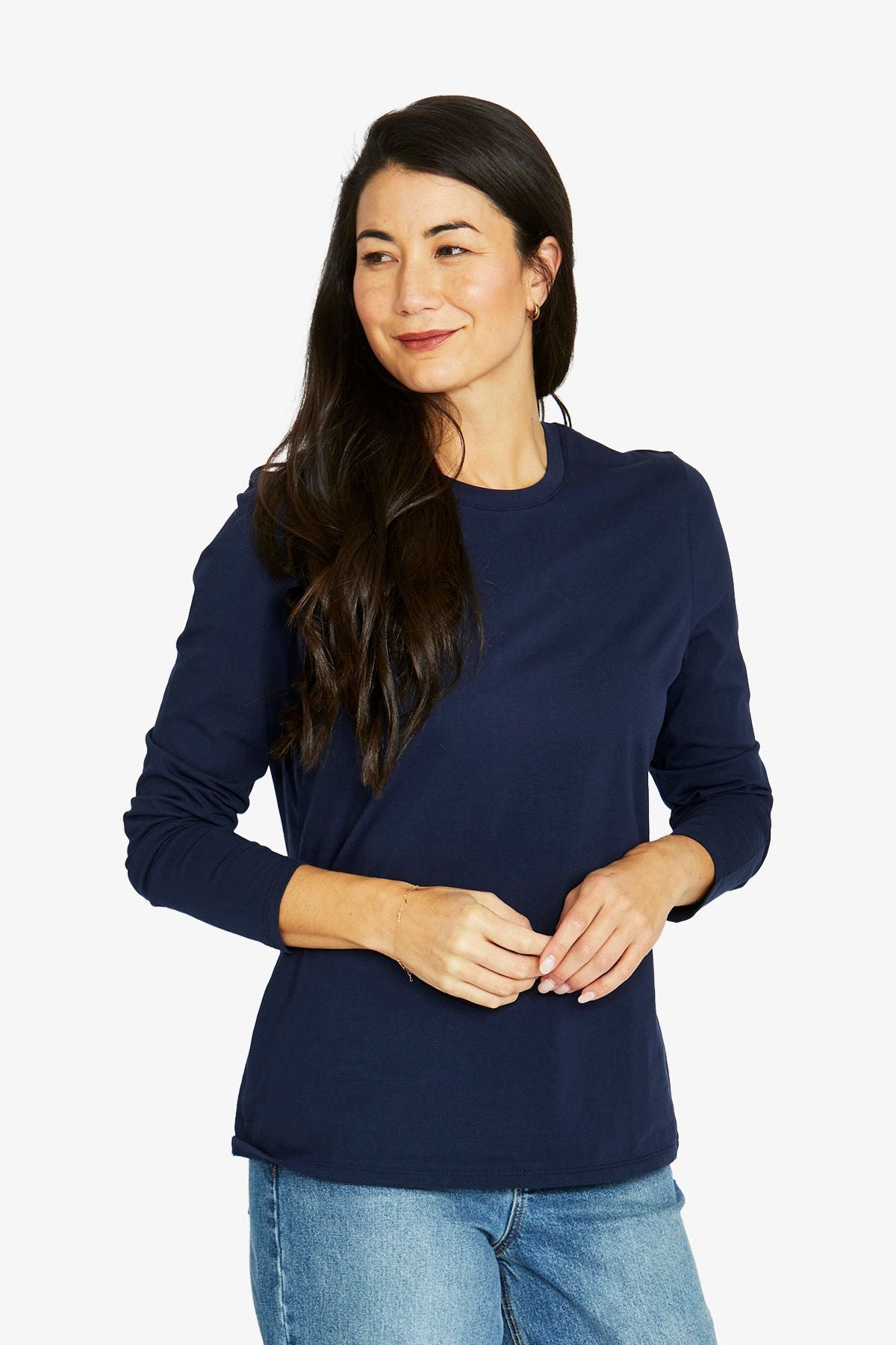 Womens Core Crew Ls Tee Navy 60612010a