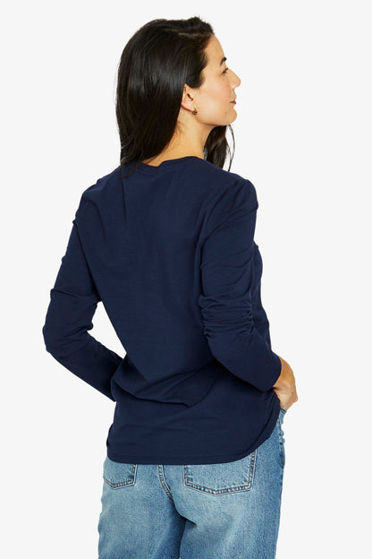 Womens Core Crew Ls Tee Navy 60612010a