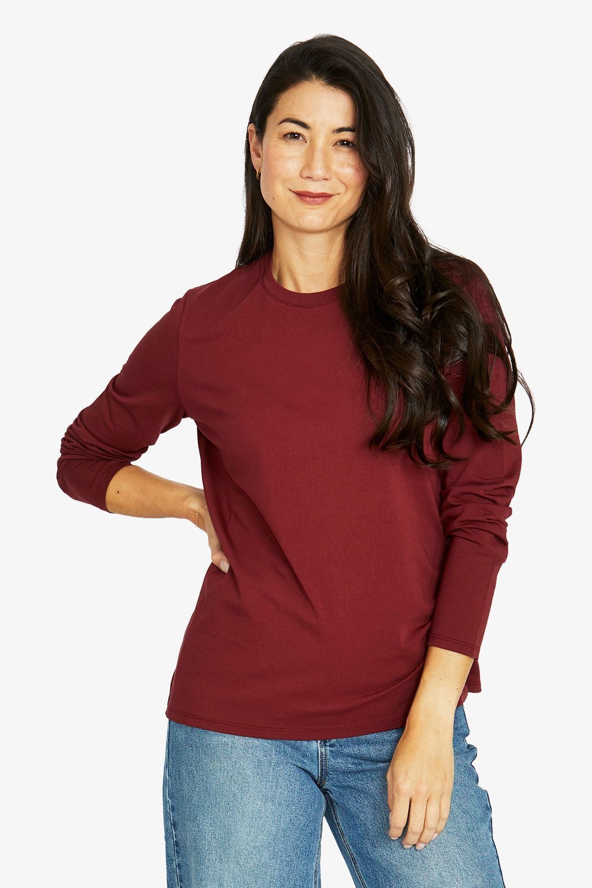 Womens Core Crew Ls Tee Red 60612010a