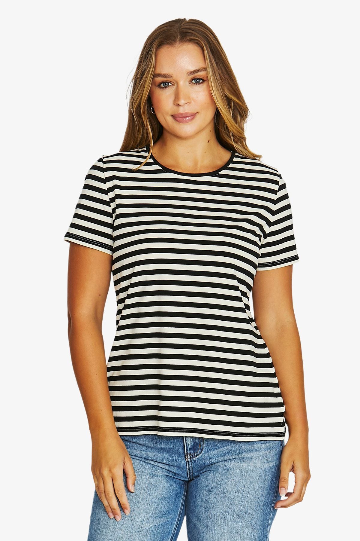 Womens Core Stripe Ss Tee Black 61612030a
