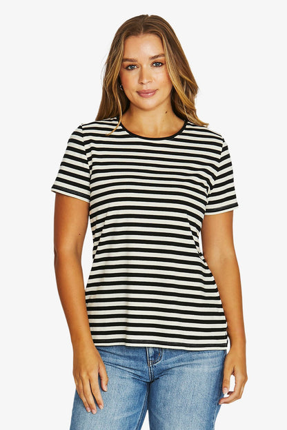 Womens Core Stripe Ss Tee Black 61612030a