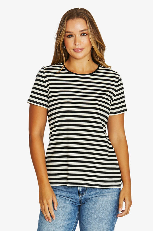 Womens Core Stripe Ss Tee Black 61612030a