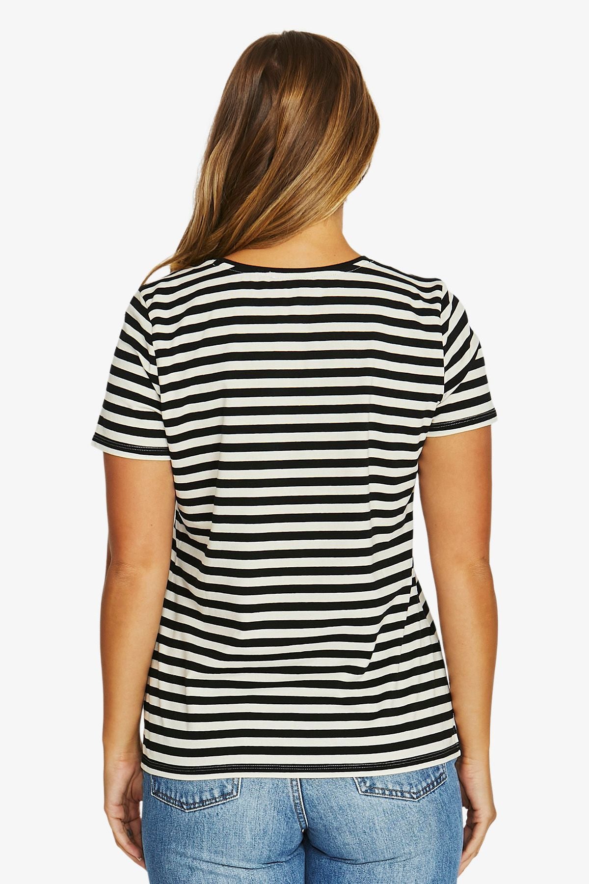 Womens Core Stripe Ss Tee Black 61612030a