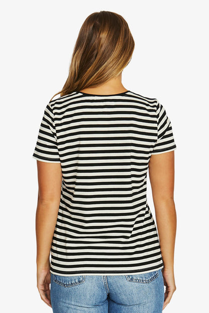 Womens Core Stripe Ss Tee Black 61612030a