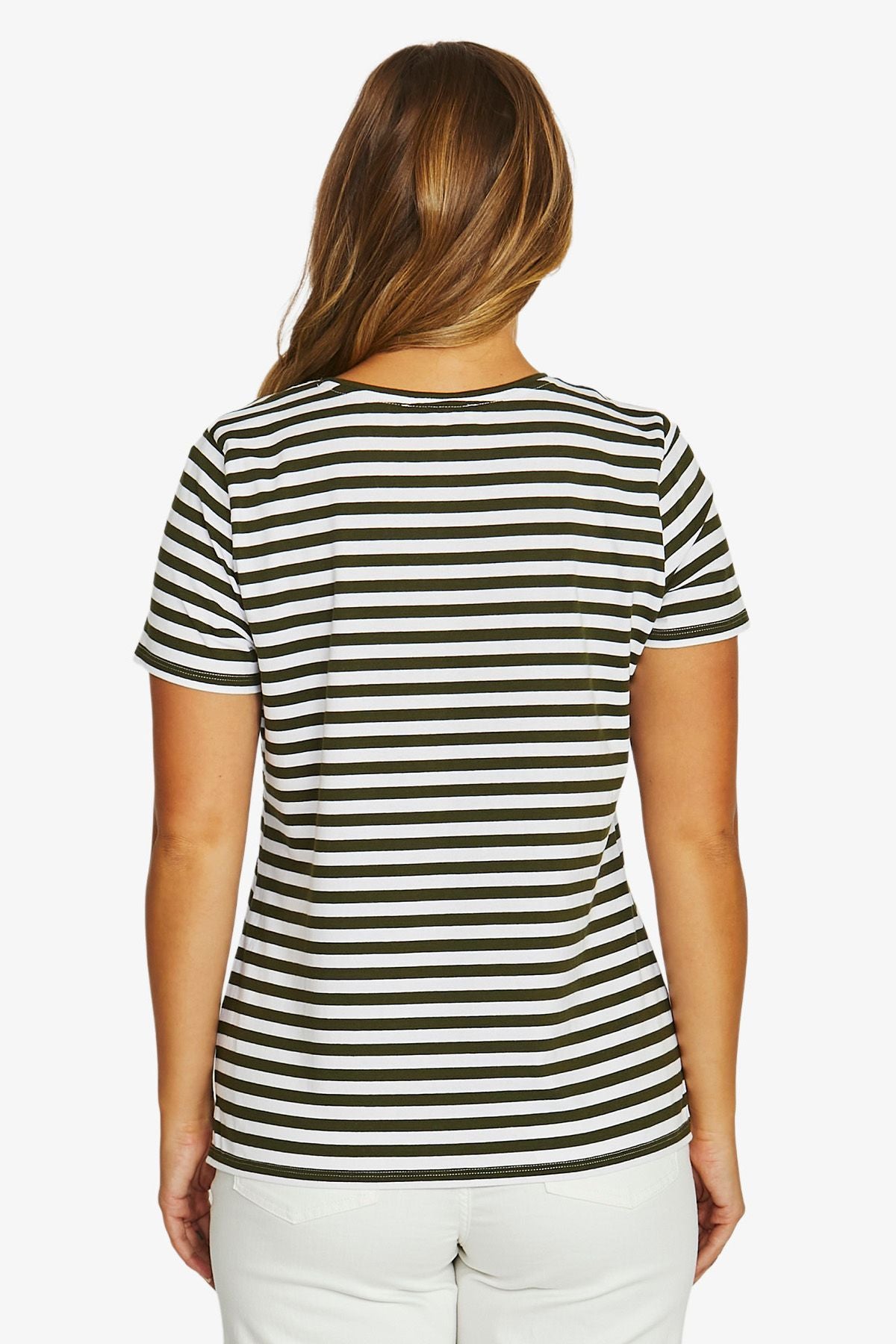 Womens Core Stripe Ss Tee Green 61612030a