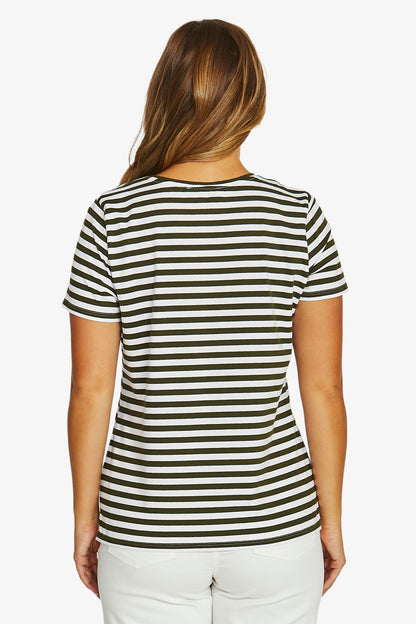 Womens Core Stripe Ss Tee Green 61612030a