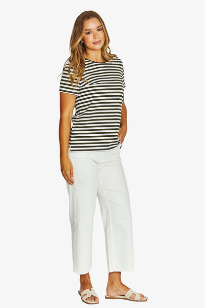 Womens Core Stripe Ss Tee Green 61612030a