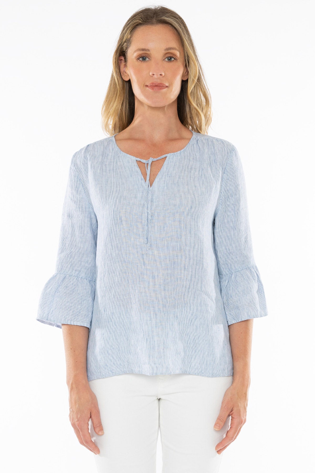 Women's Core Stripe Top in Blue and White