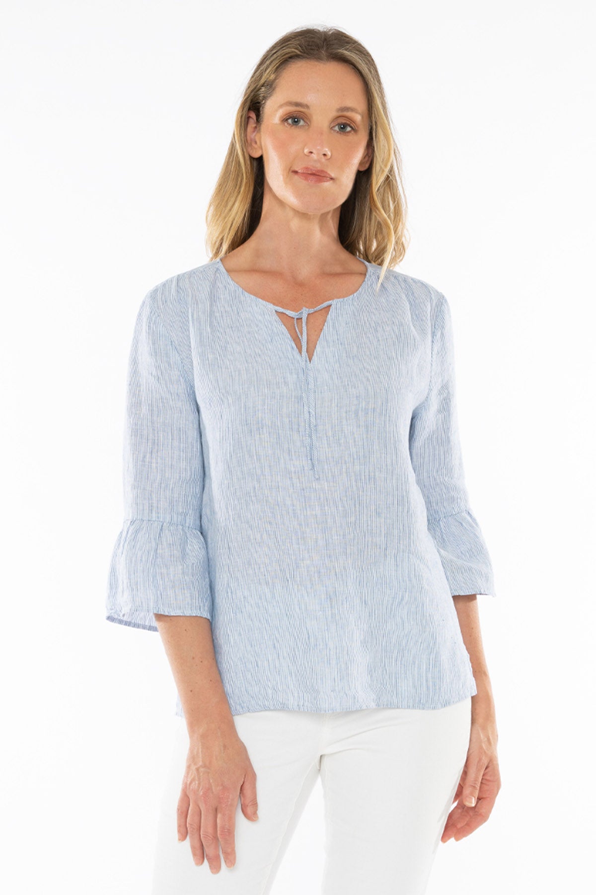 Women's Core Stripe Top in Blue and White