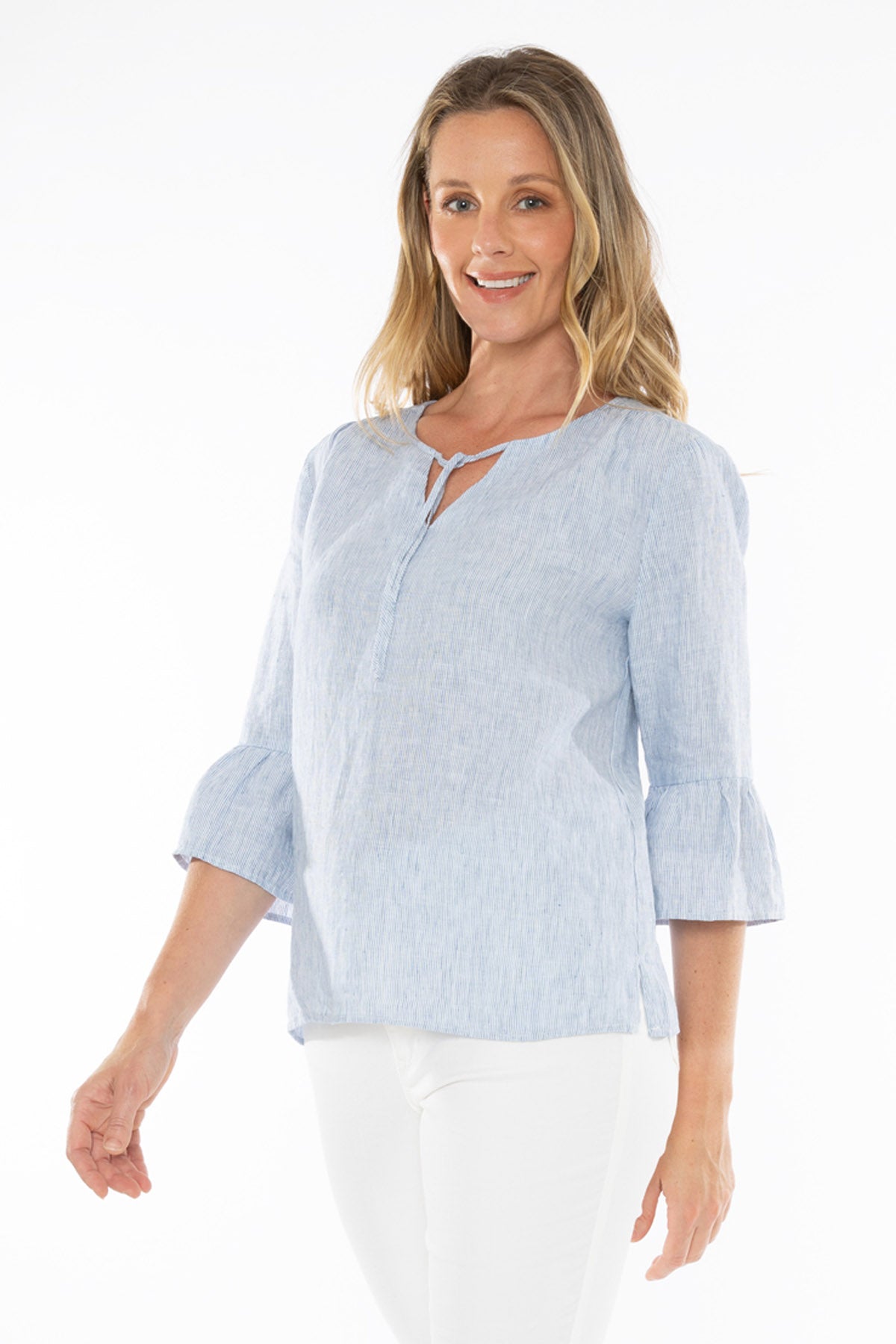 Women's Core Stripe Top in Blue and White