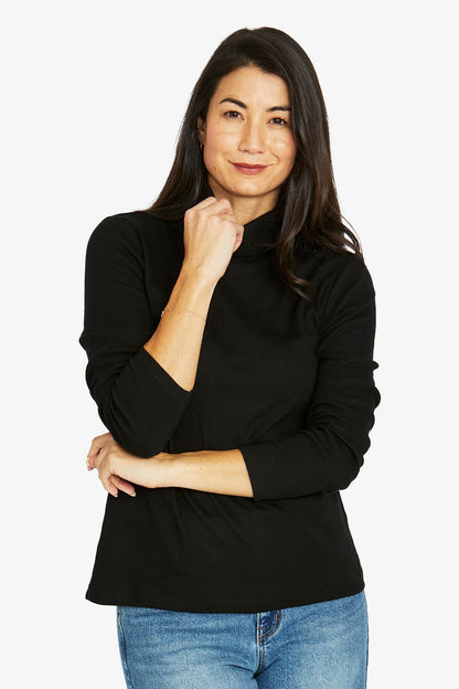 Womens Cotton Ls Skivvy Black 60612011a