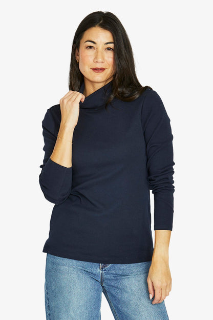 Womens Cotton Ls Skivvy Navy 60612011a